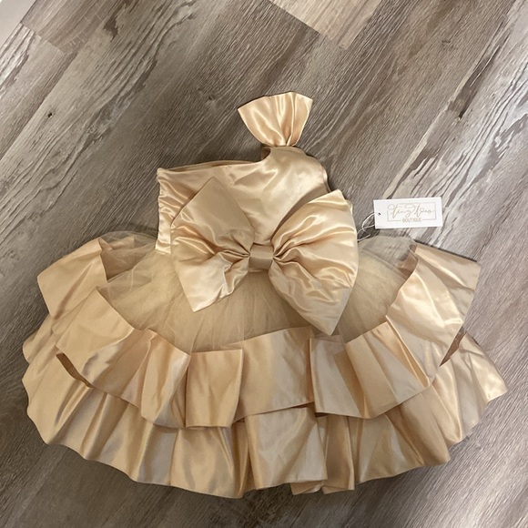 Satin Cream Tulle Tier Dress - Picture 2 of 7
